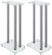 vidaXL Lautsprecherst&auml;nder Lautsprecher-St&auml;nder 2 Stk. Silbern Hartglas 3 S&auml;ulen