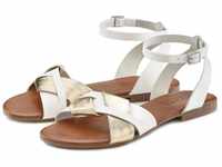 LASCANA Sandale Sandalette, Sommerschuh aus hochwertigem Leder mit Metallic...