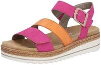 Keilsandalette REMONTE, Damen, Gr. 36, bunt (fuchsia, orange), Lederimitat, Schuhe