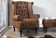 riess-ambiente Sessel CHESTERFIELD 85cm antik braun, Wohnzimmer &middot; Microfaser &middot;