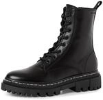 Schn&uuml;rstiefelette TAMARIS, Damen, Gr. 36, schwarz, Glattleder, schimmernd, unifarben