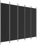 vidaXL Paravent, 5-tlg. Raumteiler Schwarz 250x200 cm Stoff