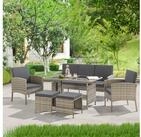 Juskys Gartenlounge-Set Turin, (6-tlg), Polyrattan Sitzgruppe f&uuml;r 7 Personen,