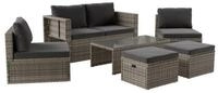 Juskys Gartenlounge-Set Salou, (6-tlg), f&uuml;r 6 Personen, Polyrattan, Glasplatte,