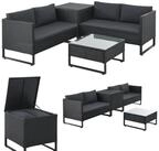 Juskys Gartenlounge-Set Santorini, (4-tlg), Polyrattan Sitzgruppe mit Beistelltisch &