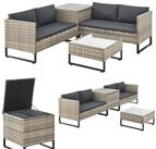 Juskys Gartenlounge-Set Santorini, (4-tlg), Polyrattan Sitzgruppe mit Beistelltisch &