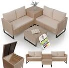Juskys Gartenlounge-Set Santorini, (4-tlg), Polyrattan Sitzgruppe mit Beistelltisch &