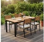 Juskys Garten-Essgruppe Rhodos, (5-tlg), mit Tisch, 4 St&uuml;hlen & Kissen,...