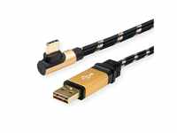 ROLINE GOLD USB 2.0 Kabel, USB A ST reversibel - USB C ST gewinkelt USB-Kabel,...