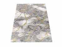 Paco Home Kurzflor Teppich Modern Marmor Design Abstraktes Muster Grau Gold...