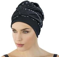 Fashy Badekappe Badehaube Badekappe Badem&uuml;tze Schwaz mit Schwarz Wei&szlig;en Paspeln