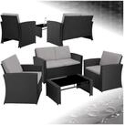tectake Loungeset Rattan Sitzgruppe mit Sicherheitsglasplatte, f&uuml;r 4 Personen,