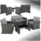 tectake Loungeset Rattan Sitzgruppe mit Sicherheitsglasplatte, f&uuml;r 4 Personen,