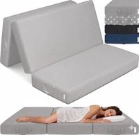 Klappmatratze 3-teilig, G&auml;stematratze mit extra dickem Schaumstoff, ELONEO, 15...