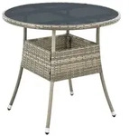 Juskys Gartentisch Yoro, rund, aus Polyrattan, wetterfest & langlebig, pflegeleicht