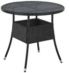 Juskys Gartentisch Yoro, rund, aus Polyrattan, wetterfest & langlebig, pflegeleicht