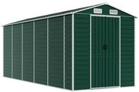 vidaXL Gartenhaus Ger&auml;tehaus Gr&uuml;n 191x470x198 cm Verzinkter Stahl