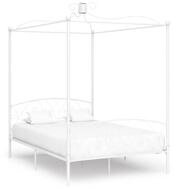 vidaXL Himmelbett 140 x 200 cm Himmelbett-Gestell Wei&szlig; Metall 140x200 cm Bett