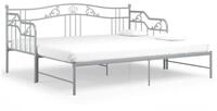 vidaXL Bettgestell, Ausziehsofa Bettrahmen Grau Metall 90x200 cm