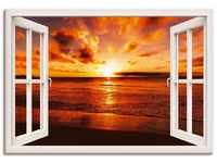 Art-Land Fensterblick Schöner tropischer Sonnenuntergang am Strand 70x50cm