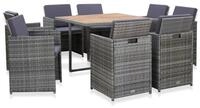 vidaXL Garten-Essgruppe 9-tlg. Garten-Essgruppe mit Auflagen Poly Rattan Anthrazit,