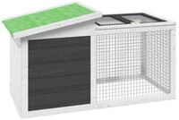 vidaXL Kleintierstall, Kaninchenstall Grau 100,5x54x55 cm Massivholz Kiefer