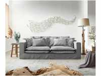 DeLife Big-Sofa Noelia Grau 240x145 cm mit Kissen Hussensofa - grey polyester...