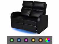 vidaXL Sofa Relaxsessel 2-Sitzer mit LED Kunstleder Schwarz
