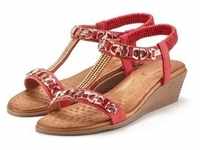 Vivance Sandalette Sandale, Sommerschuh mit Keilabsatz und elastischen Riemchen rot