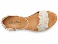 LASCANA Sandalette Sandale, Sommerschuh aus Leder mit Keilabsatz, beige