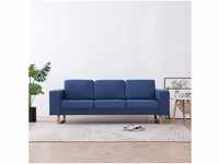 vidaXL Sofa 3-Sitzer-Sofa Stoff Blau