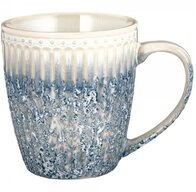 Greengate Becher Alice Becher mit Henkel ripple blue 0,4l, Steingut