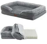 Juskys Tierbett Sheena, Stoff, Flanell (100 % Polyester), orthop&auml;disch, waschbar und