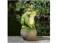 MARELIDA Gartenfigur Froschkönig auf Kugel Dekofigur Tierfigur für Beet...
