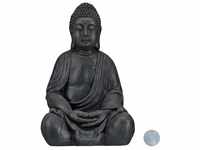 relaxdays Buddhafigur Buddha Figur 50 cm, Dunkelgrau grau