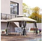 Outsunny Pavillon Festzelt mit Doppeldach, mit 4 Seitenteilen, (Gartenzelt,