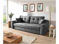 DeLife Schlafcouch Narin 240x100 cm Velour Graphit Schlafsofa - grey polyester...