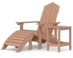 vidaXL Gartenstuhl Adirondack-Gartenstuhl mit Hocker & Tisch HDPE Braun (1 St)