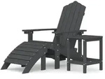 vidaXL Gartenstuhl Adirondack-Gartenstuhl mit Hocker & Tisch HDPE Anthrazit (1 St)