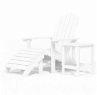 vidaXL Gartenstuhl Adirondack-Gartenstuhl mit Hocker & Tisch HDPE Wei&szlig; (1 St)