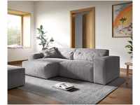 DELIFE Big-Sofa Sirpio, XL Cord Silbergrau 270x170 cm Recamiere variabel mit...
