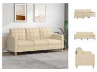 vidaXL Sofa 3-Sitzer Sofa Couch Möbel Creme 180 cm Stoff