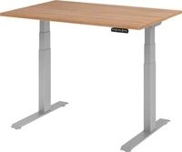 HAMMERBACHER Schreibtisch Sitz-Steh-Schreibtisch elektrisch 120x80cm Nussbaum/Silber