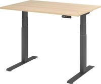 HAMMERBACHER Schreibtisch Sitz-Steh-Schreibtisch elektrisch 120x80cm Eiche/Silber
