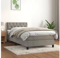 vidaXL Bettgestell vidaXL Boxspringbett mit Matratze Hellgrau 80x200 cm Samt