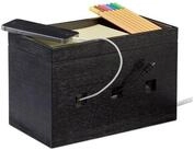 relaxdays Kabelkanal Kabelbox Bambus schwarz