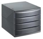ROTHO Briefablage Quadra Schubladenbox B&uuml;robox mit 4 Sch&uuml;ben, Kunststoff (PS)