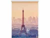 Seitenzugrollo Klemmfix Motiv Eiffelturm, LICHTBLICK ORIGINAL, Lichtschutz, ohne