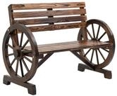 Outsunny Bank Gartenbank Wagenrad mit Armlehne (Holzbank, 1-St., Sitzbank), bis 240