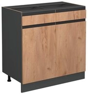 Vicco Unterschrank R-Line, Goldkraft Eiche/Anthrazit, 80 cm J-Shape, ohne